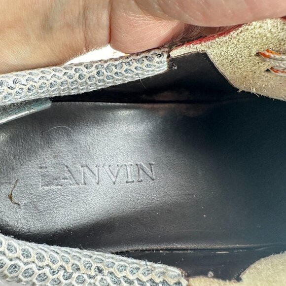 Lanvin Men Size 8 Silver Metallic White Orange Mesh Low Trainer Running Shoes - Picture 13 of 14